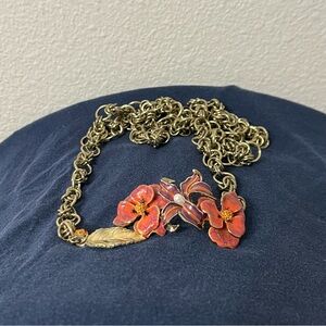 KJL Kenneth Jay Lane Jewelry Gold-Tone Crystal Orchid Flower Chain Belt